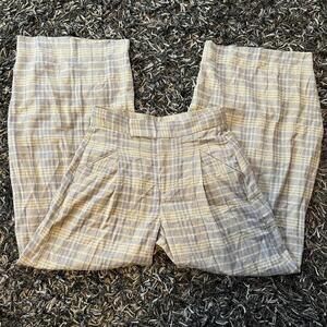 Free People yellow plaid wide/barrel leg pants Size 6.